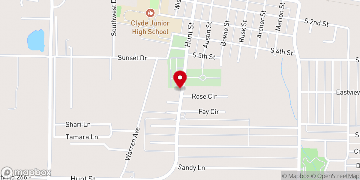 Map showing location of Southside Baptist Church