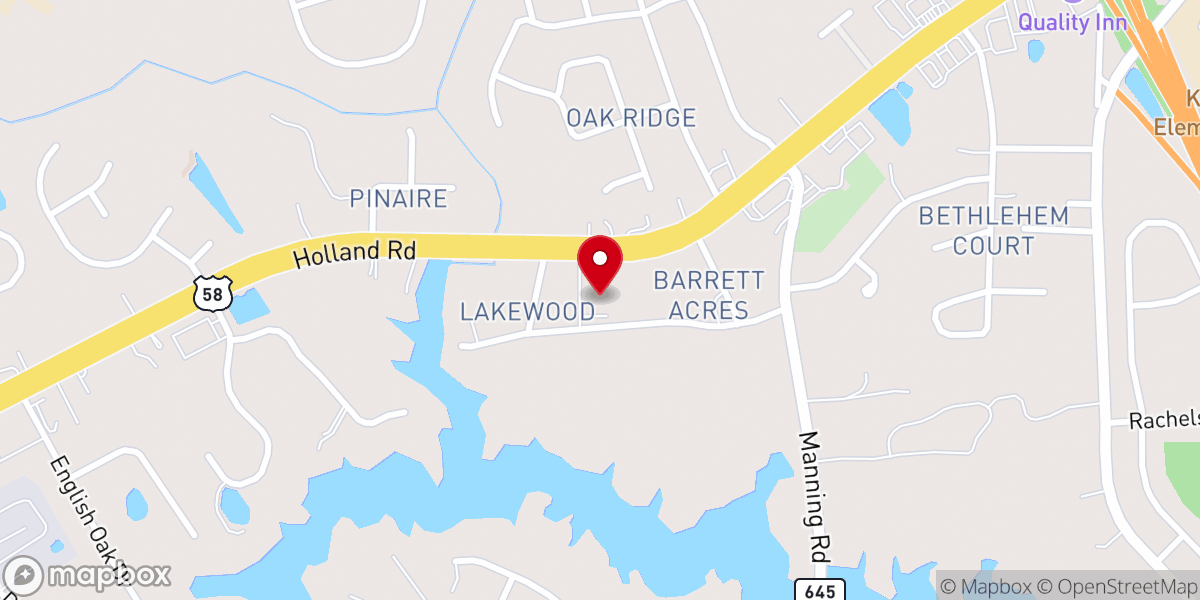Map showing location of Hillcrest Baptist Church