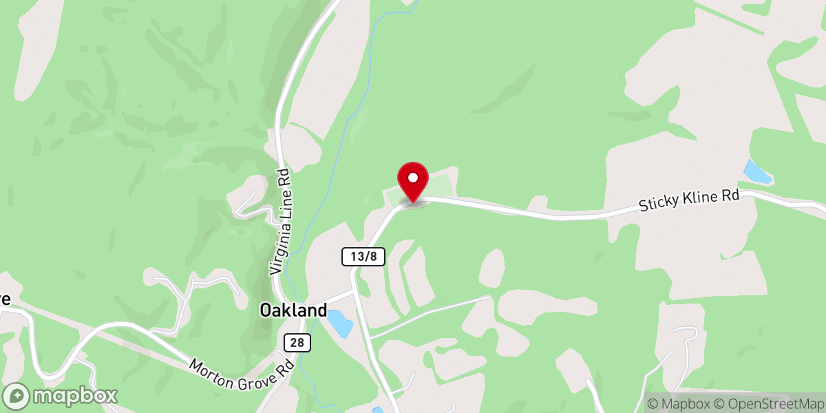Map showing location of Oakland United Methodist Church