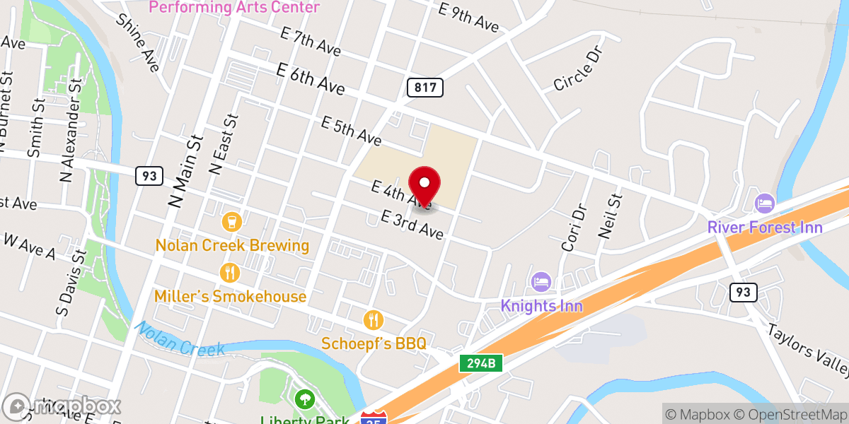 Map showing location of Belton New Life Fellowship Church