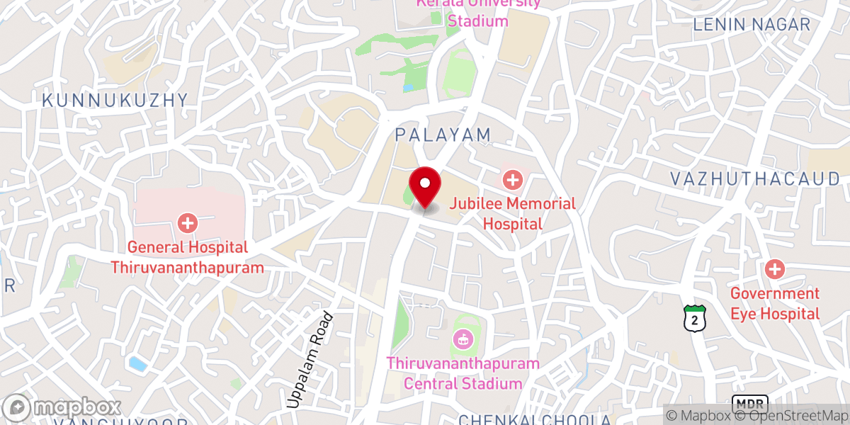 Map showing location of St. George Orthodox Syrian Cathedral