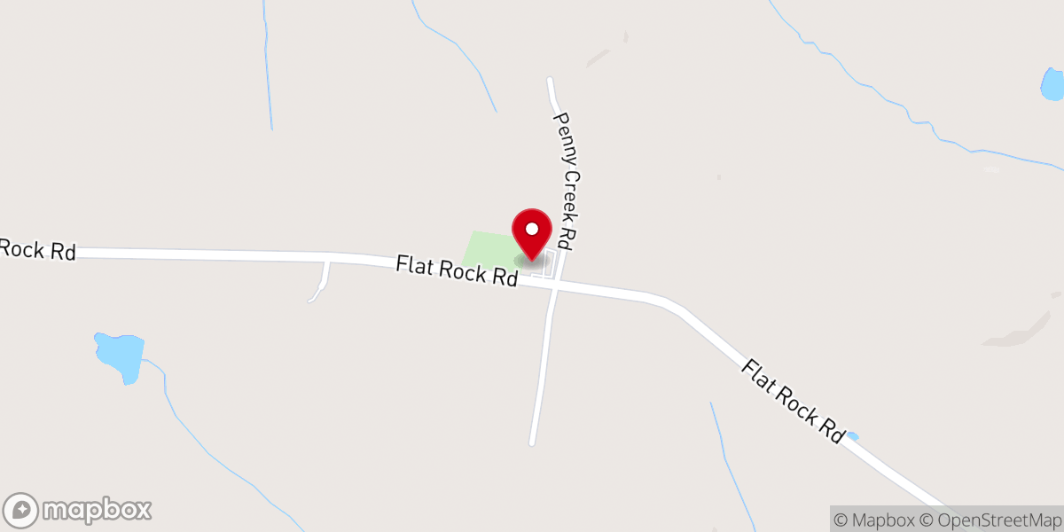 Map showing location of Flat Rock AME Church