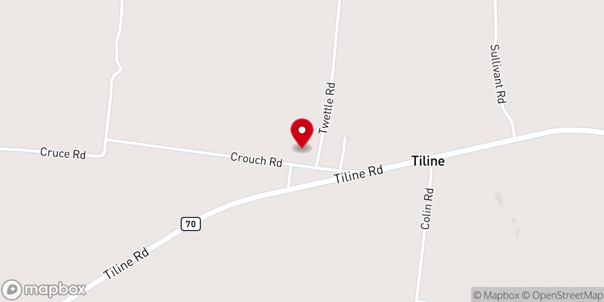Map showing location of Tiline Baptist Church