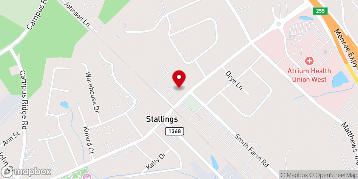Map showing location of Stallings United Methodist Church