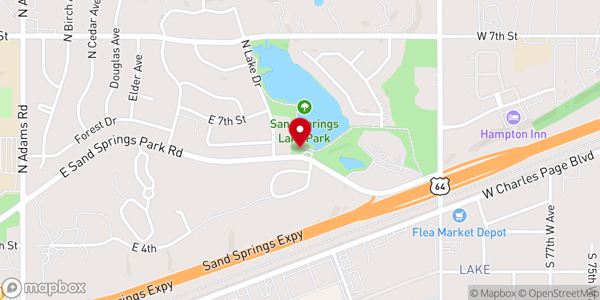 Map showing location of Sand Springs Lake Park