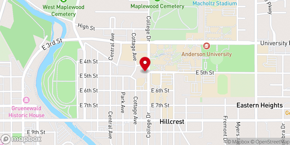 Map showing location of Park Place Church of God