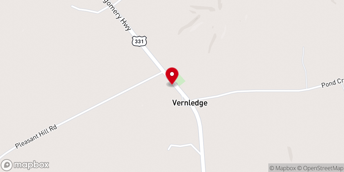 Map showing location of Vernledge Baptist Church