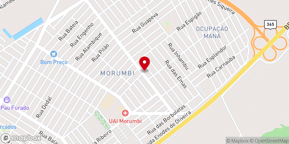 Map showing location of Assembléia de Deus Madureira Campo Uberlândia congregação morumbi