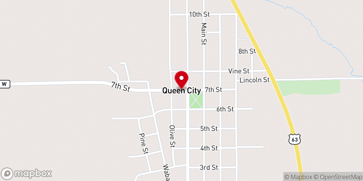 Map showing location of Queen City
