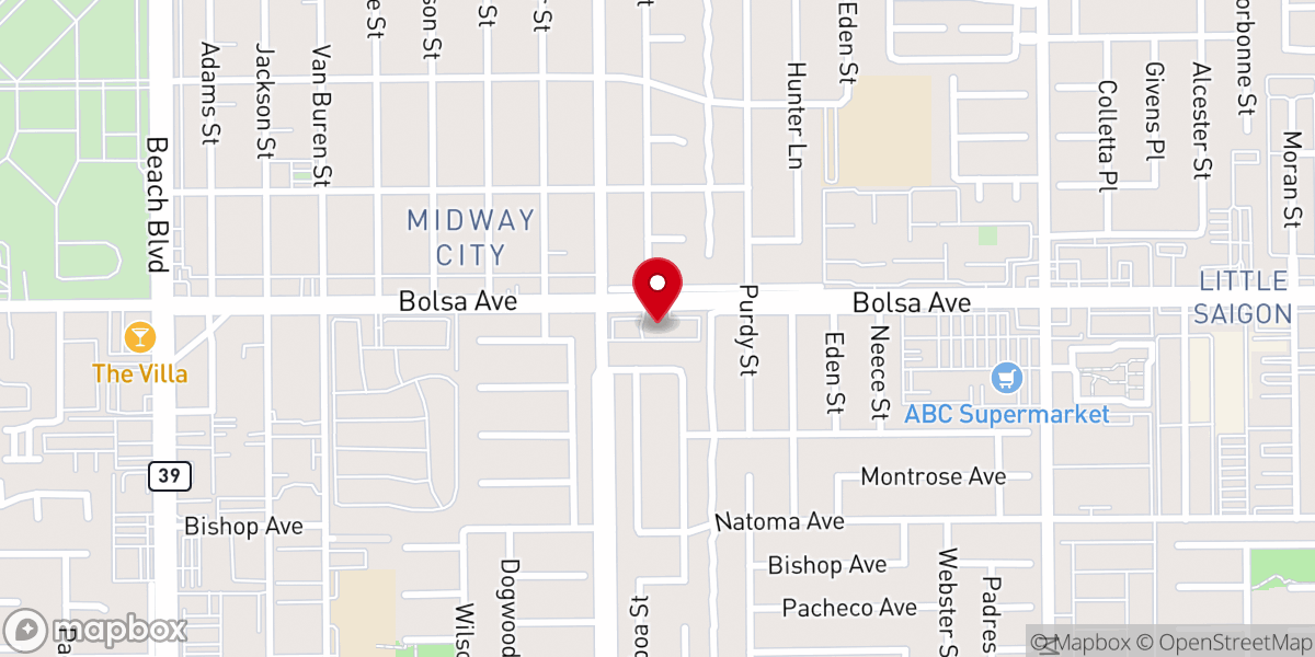 Map showing location of First Presbyterian Church of Orange County