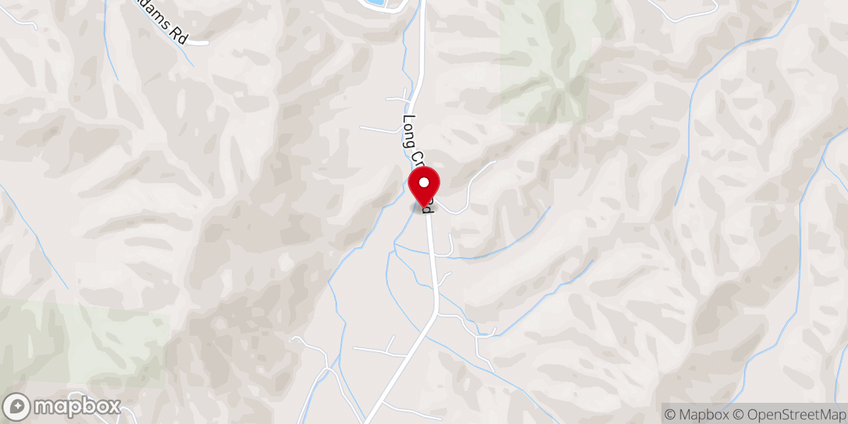 Map showing location of Long Creek Baptist Church