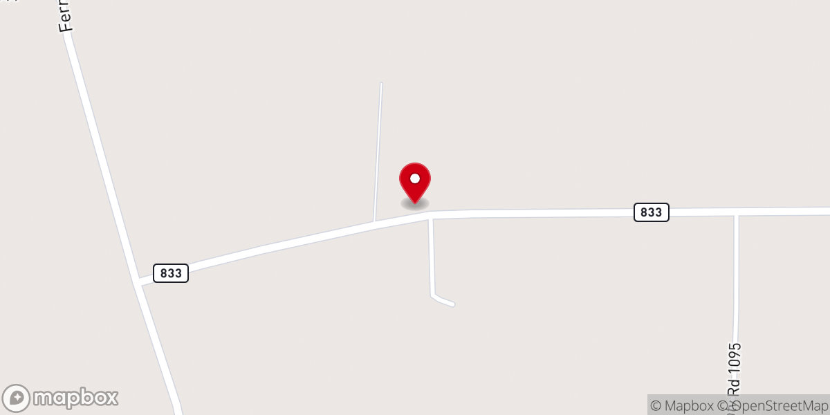 Map showing location of Caney Baptist Church