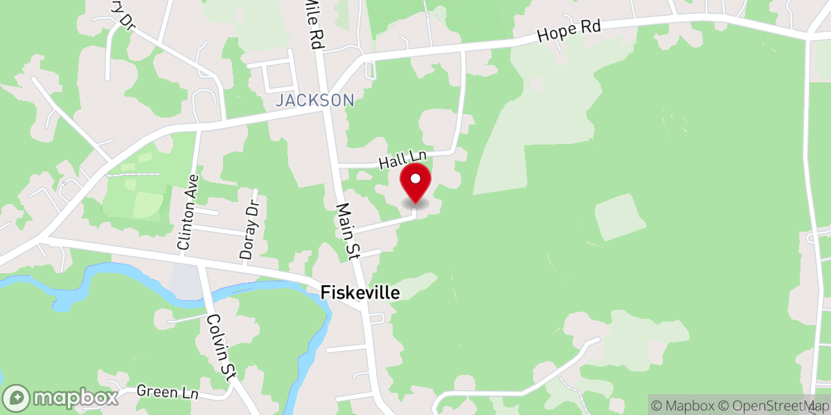 Map showing location of Fiskeville