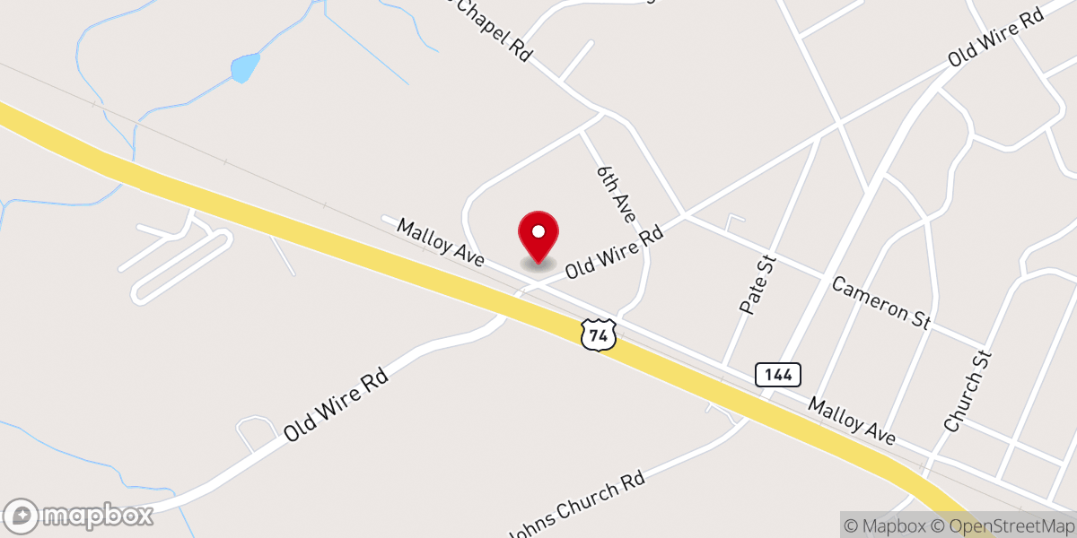 Map showing location of Beaver Dam Community Church