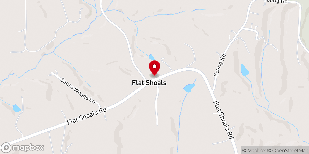 Map showing location of Flat Shoals Primitive Baptist Church