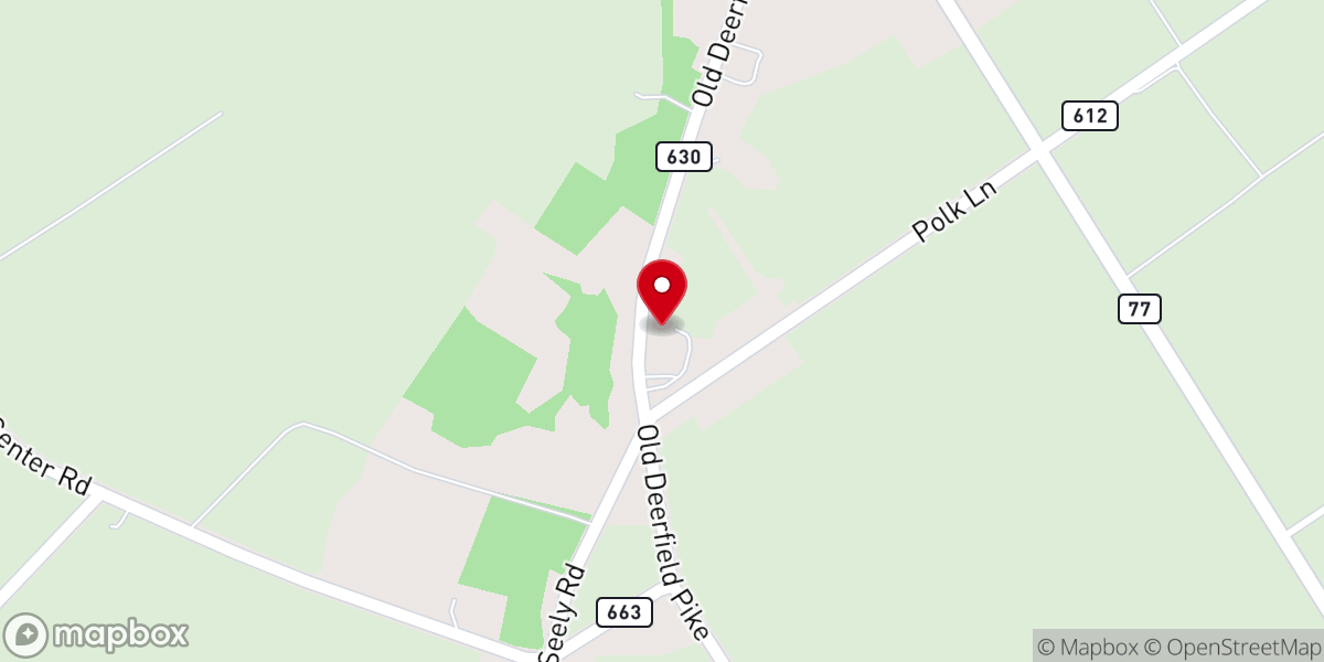 Map showing location of Deerfield Presbyterian Church