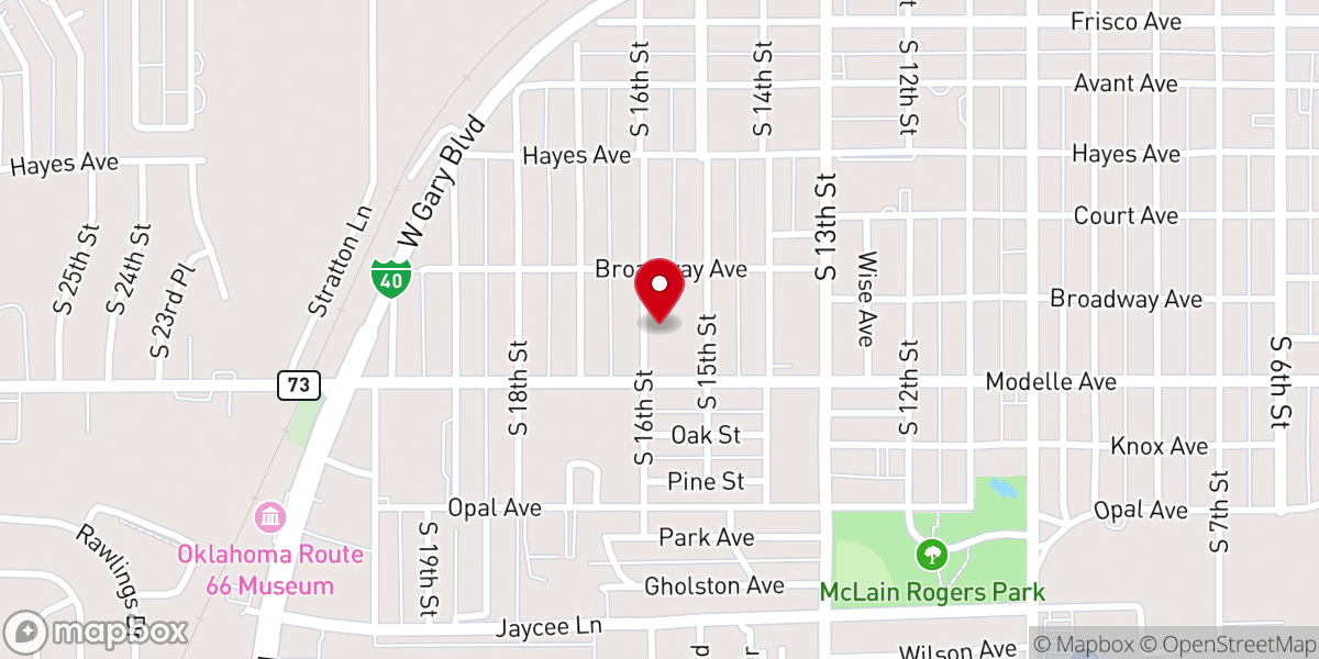 Map showing location of Broadway Heights Baptist Church