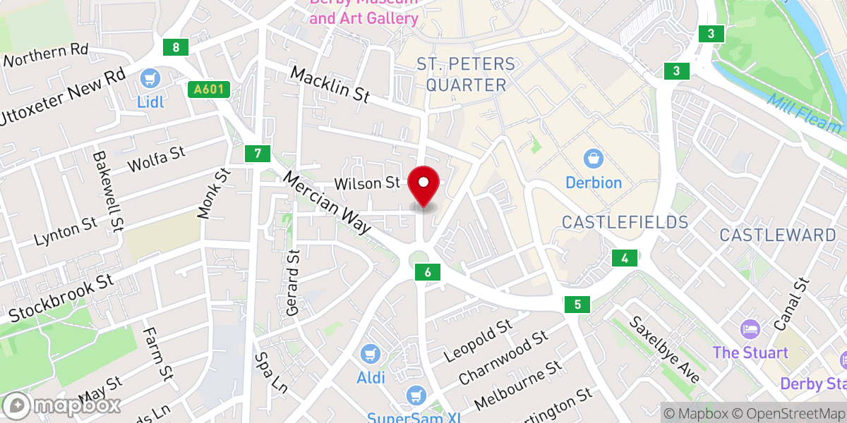 Map showing location of Trinity Baptist Church