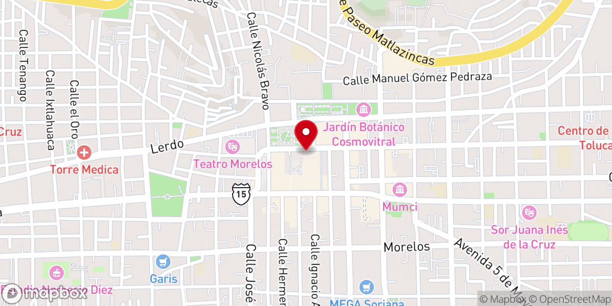 Map showing location of Templo de la Santa Vera Cruz