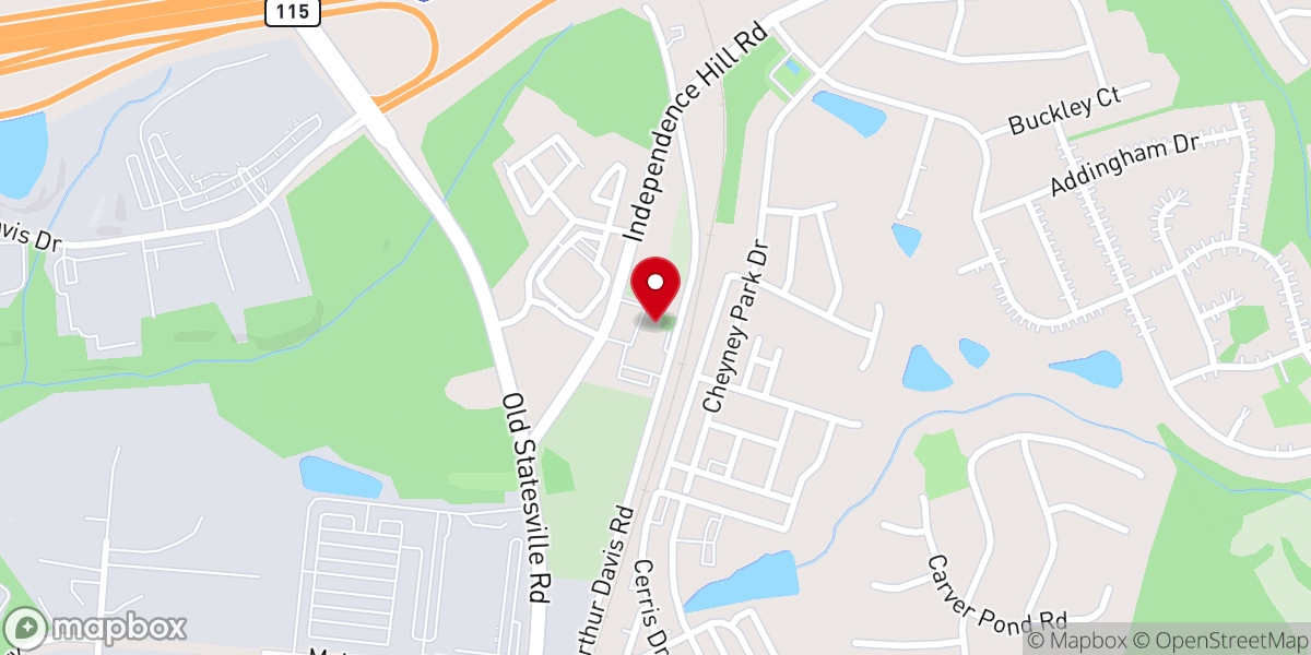 Map showing location of Independence Hill Baptist Church