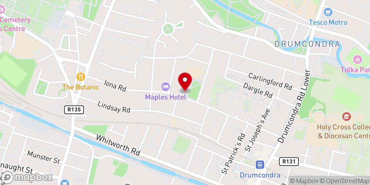 Map showing location of St. Columba’s Catholic Church