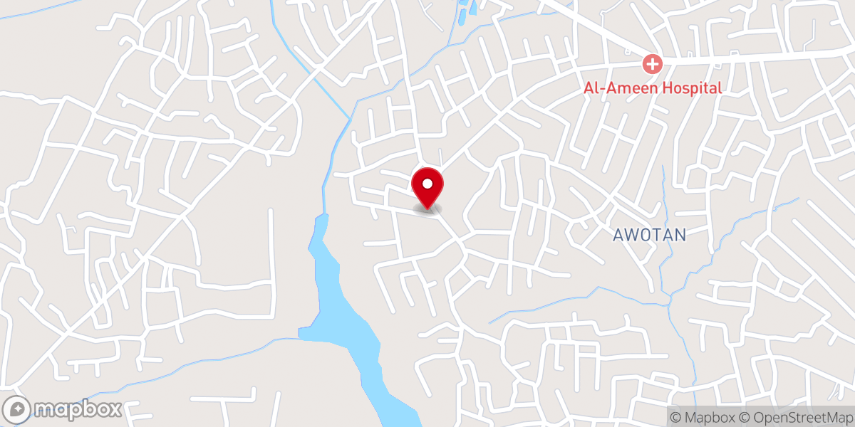 Map showing location of Winners Chapel, Awotan