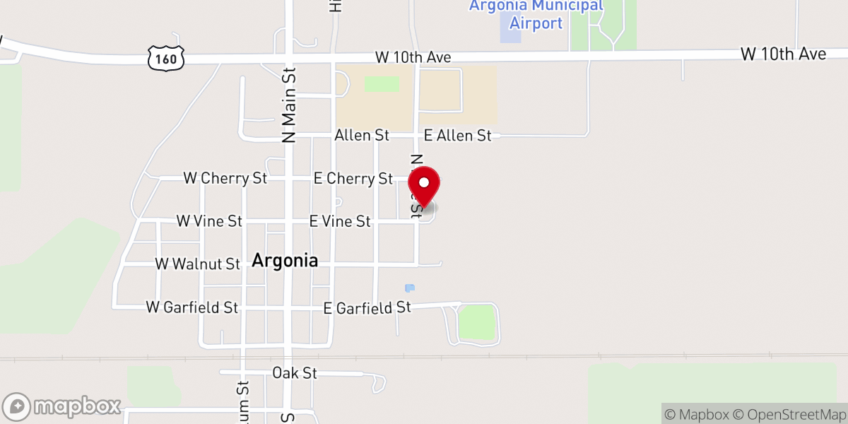 Map showing location of Argonia Friends Church