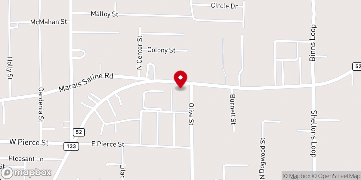 Map showing location of Ashley County Baptist Association