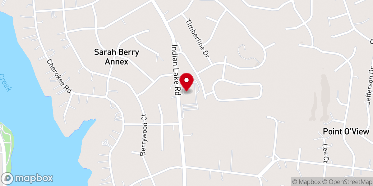 Map showing location of Bluegrass Baptist Church