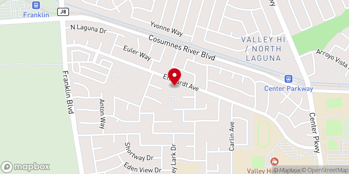 Map showing location of St. George Orthodox Church of India, Sacramento
