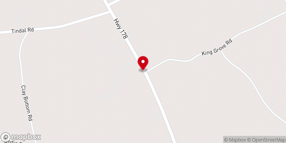 Map showing location of King Grove Baptist Church
