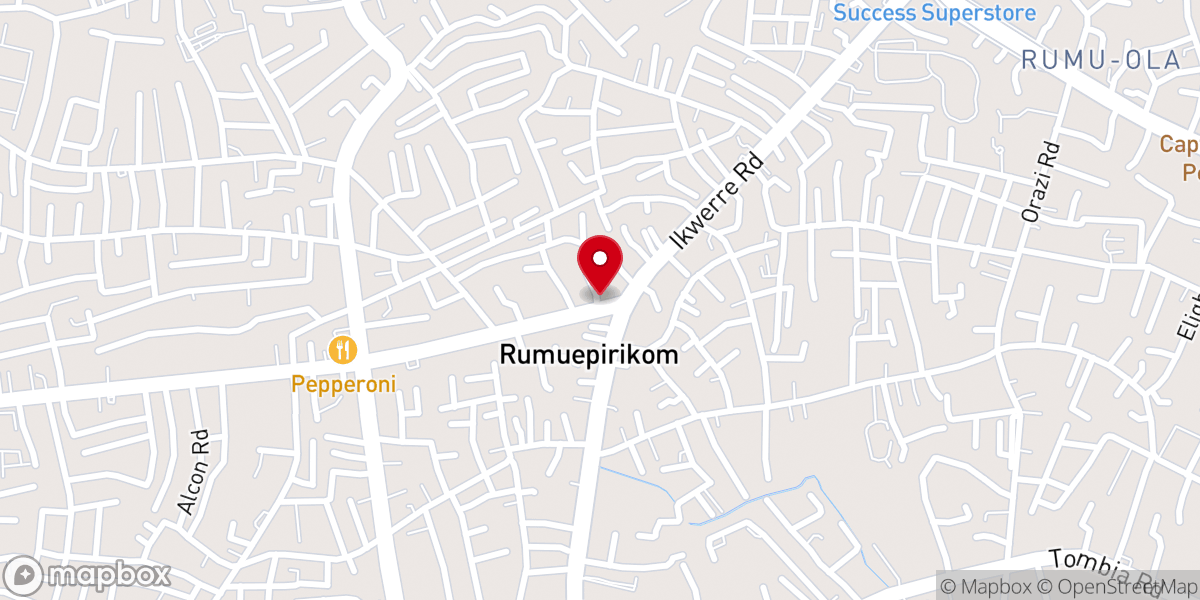 Map showing location of Saint Peter's Church, Rumuepirikom/Iwofe Road