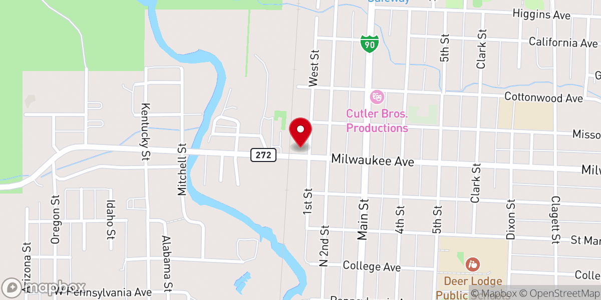 Map showing location of Deer Lodge Food Pantry