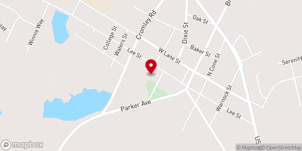 Map showing location of Brooklet City Hall & Police Department