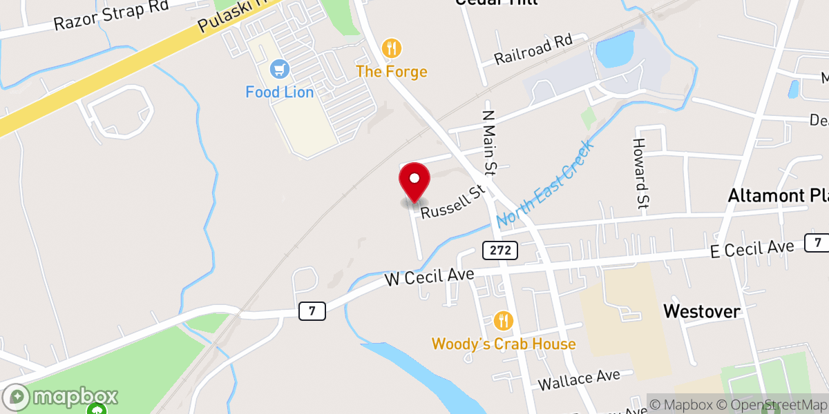 Map showing location of Mt. Carmel Baptist Church