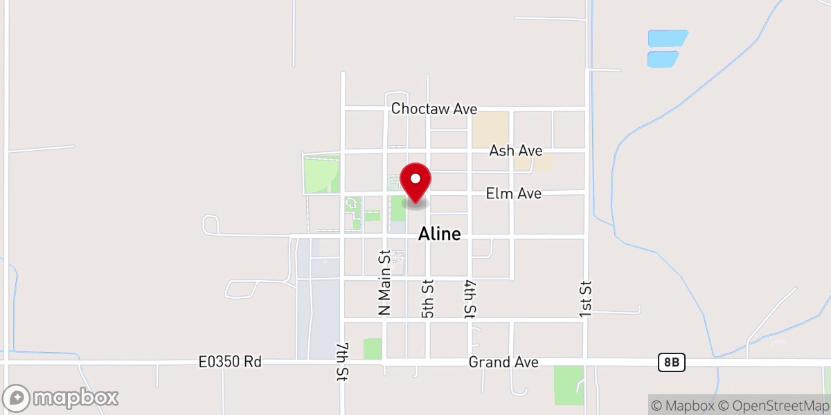 Map showing location of Aline United Methodist Church