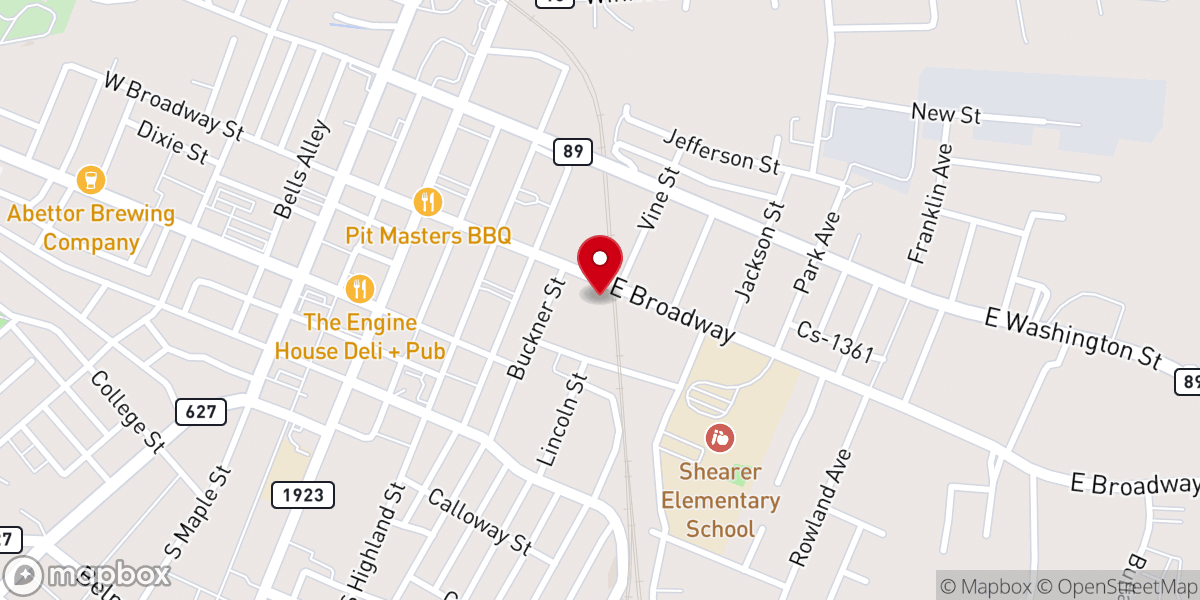 Map showing location of Eastside Baptist Church
