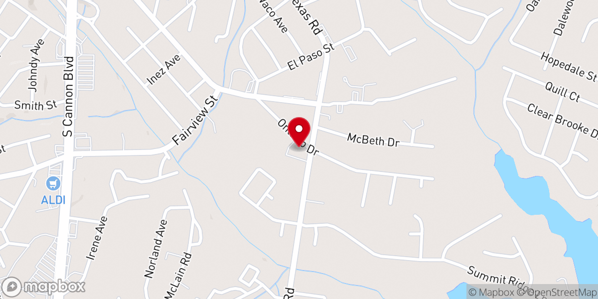 Map showing location of Skyland Baptist Church