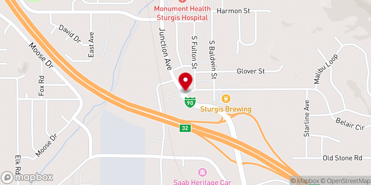 Map showing location of Welcome to Sturgis Sign
