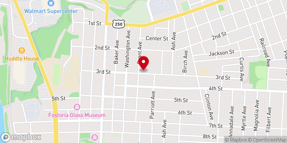 Map showing location of First Christian Church