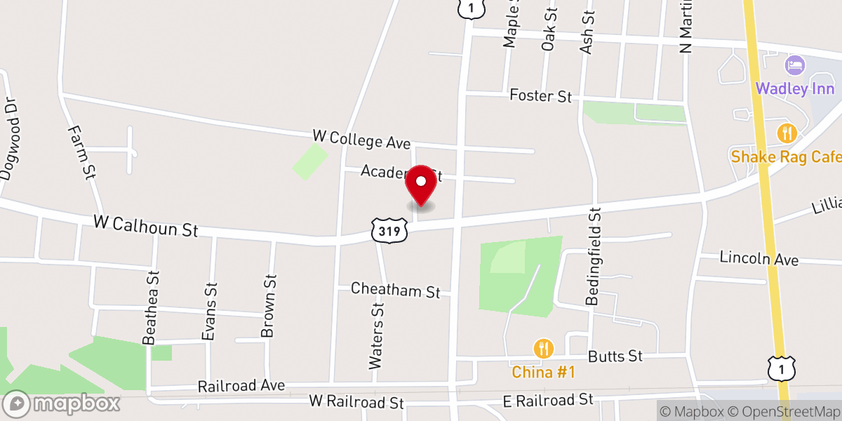 Map showing location of Wadley First Global Methodist Church