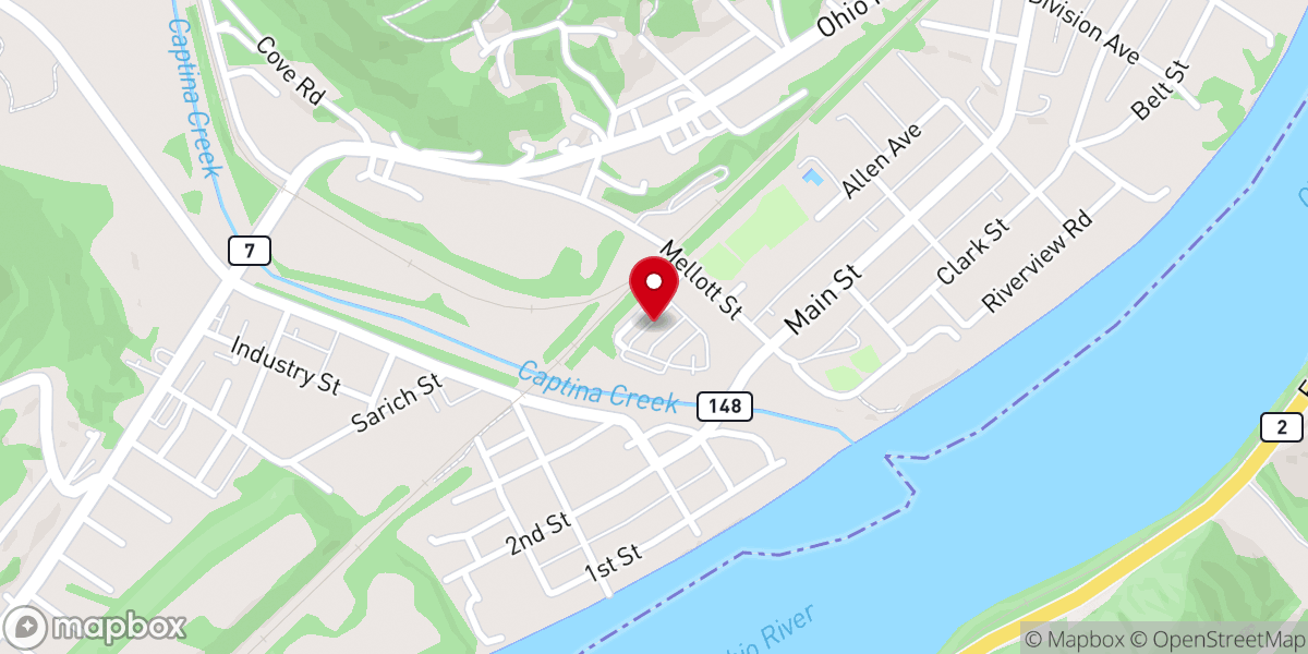Map showing location of Powhatan Point Marina