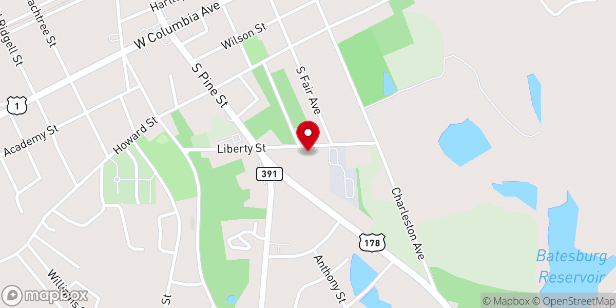 Map showing location of Liberty Bible Church
