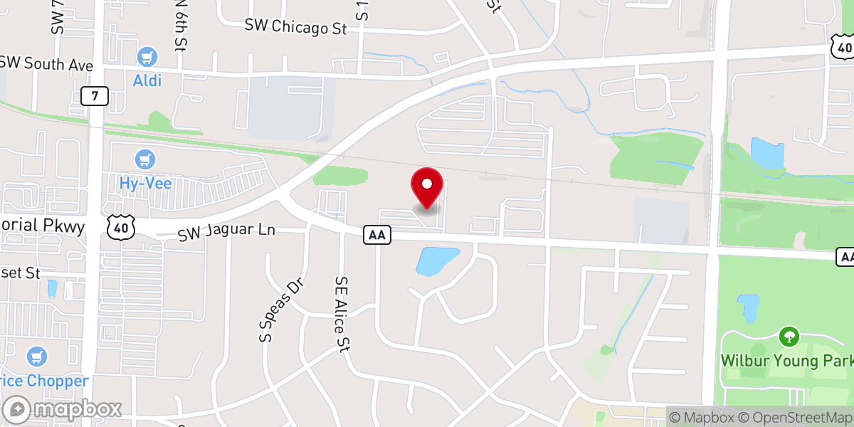 Map showing location of Cornerstone Church of Blue Springs - Food Distribution Center
