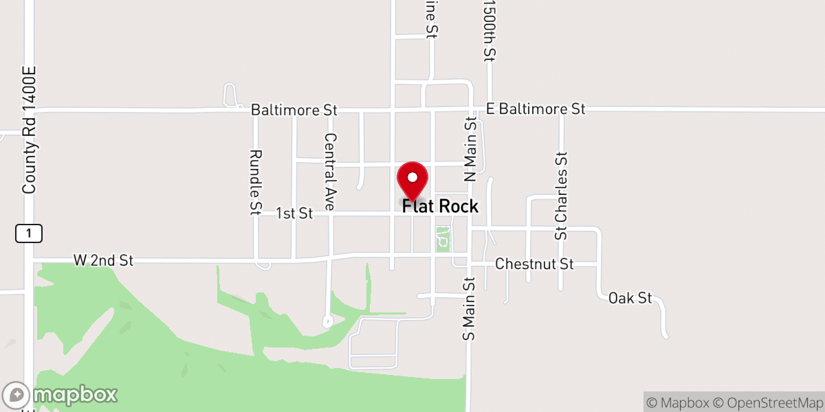 Map showing location of Flat Rock Free Methodist Church