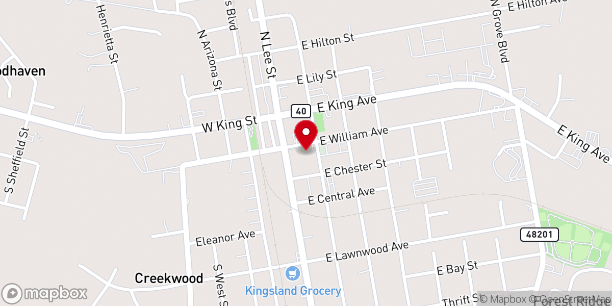 Map showing location of Kingsland First Methodist Church - Food Distribution Center