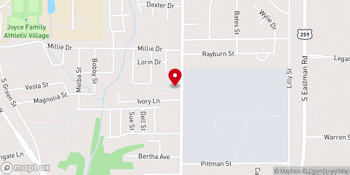 Map showing location of Red Oak Baptist Church