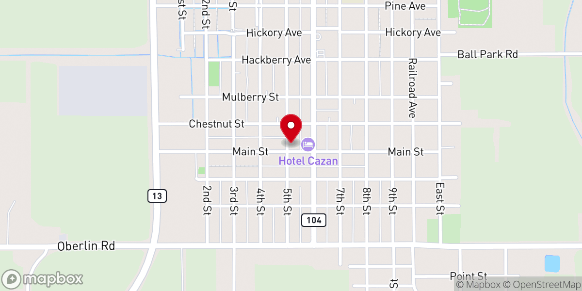 Map showing location of OLD MAMOU CITY HALL