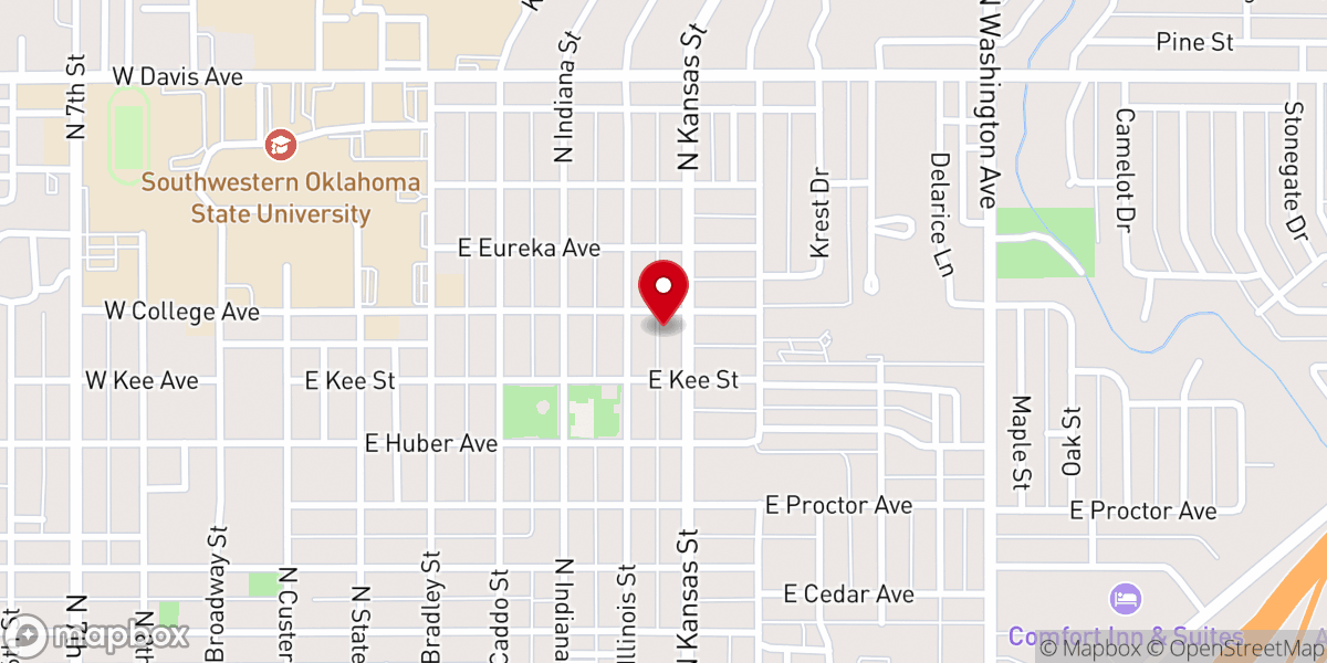 Map showing location of Emmanuel Baptist Church