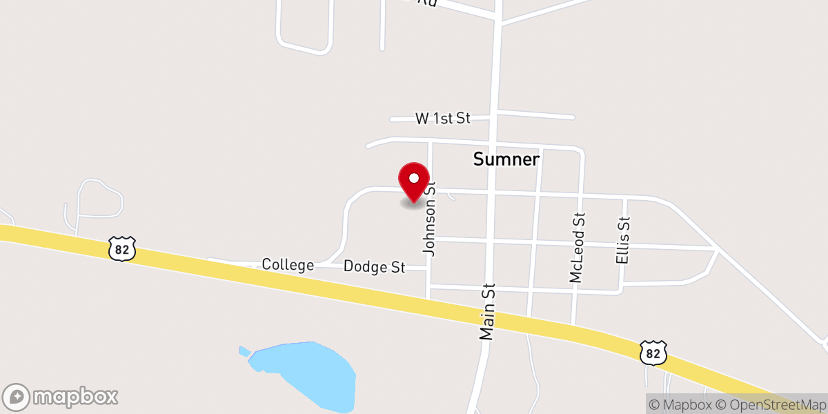 Map showing location of Sumner Baptist Church